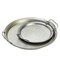 Set of 2 Round Serving Tray with Handles for Galvanized Rustic Style Home Decor, Kitchen Storage (Large and Small)